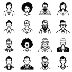 Business People Flat Icon Set Isolated On White Background