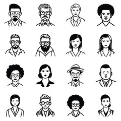 Business People Flat Icon Set Isolated On White Background