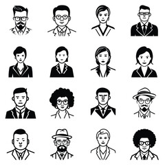 Business People Flat Icon Set Isolated On White Background