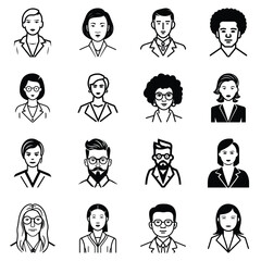 Business People Flat Icon Set Isolated On White Background