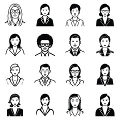 Business People Flat Icon Set Isolated On White Background