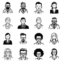 Business People Flat Icon Set Isolated On White Background