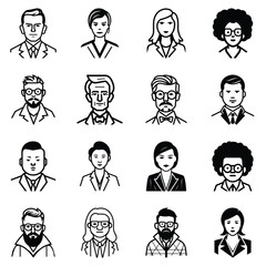 Business People Flat Icon Set Isolated On White Background