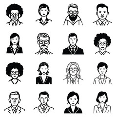 Business People Flat Icon Set Isolated On White Background