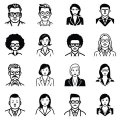 Business People Flat Icon Set Isolated On White Background