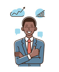 Positive expression design illustration material for business man icon