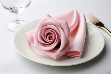 Obraz na płótnie Canvas Pink romantic table setting, Valentine's day dinner
