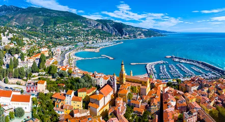 Foto op Canvas View of Menton, a town on the French Riviera in southeast France known for beaches and the Serre de la Madone garden © Alexey Fedorenko