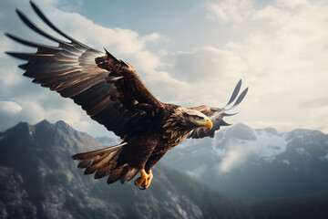 Obraz premium eagle flying in the sky, eagle, animal, birds, bald eagle