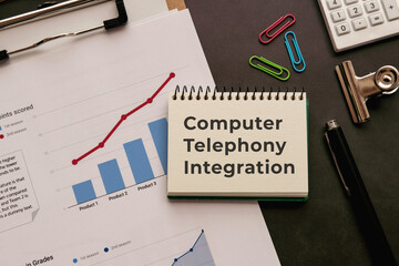 There is notebook with the word Computer Telephony Integration. It is as an eye-catching image.