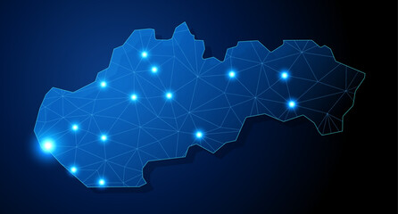 Slovakia - country shape with lines connecting major cities