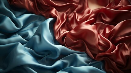 a close up of a red and blue blanket