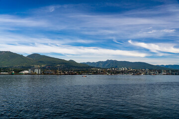 Fototapeta na wymiar View of North Vancouver from Stanley Park, nature 