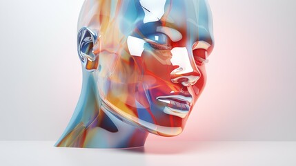 Retrato de cristal en 3d  - obrazy, fototapety, plakaty