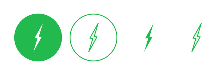 Lightning icon set. electric icon vector. power icon. energy sign - obrazy, fototapety, plakaty