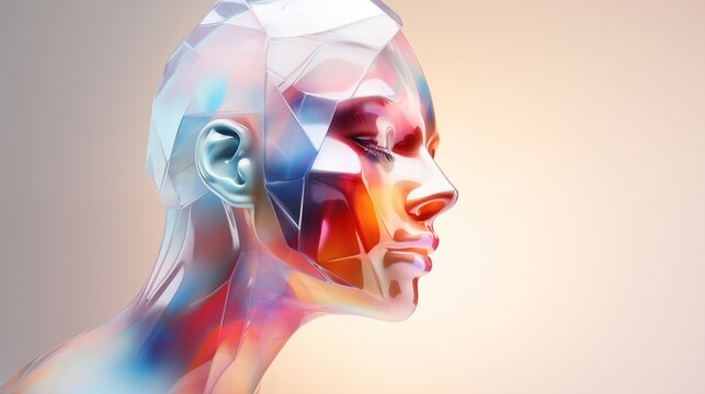 busto de cristal de perfil en 3d