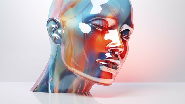 retrato de cristal abstarcto en busto 3d