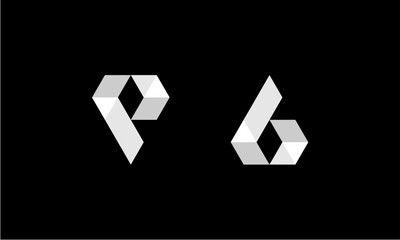 P and B shape diamond abstract logo design - obrazy, fototapety, plakaty