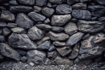 Stacked stone wall. Wall texture, with stacked natural stones in irregular pattern. Generative AI