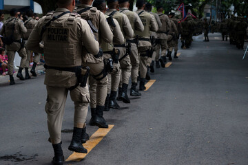 Military police officers from a special battalion parade during tributes to Brazil's Independence...