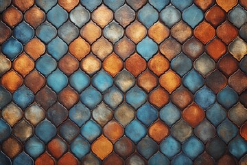 3D design of ceramic wall tiles. Texture wallpaper design. Pattern. Graphic design. Artistic background. Generative AI. - obrazy, fototapety, plakaty