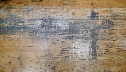 Distressed wood background floor wall boards with reclaimed vintage texture and aged finish                    