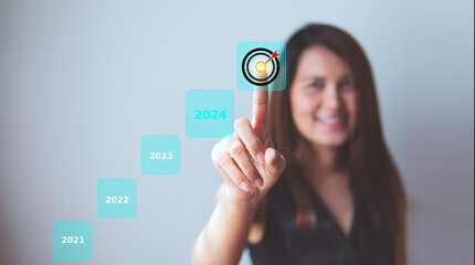 Concept Target plan and business Planning on 2024 year, Goal entry, yearly goal planning, Strategy. 