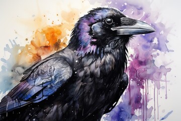 watercolor Crow Black Crow Watercolor Raven Bird