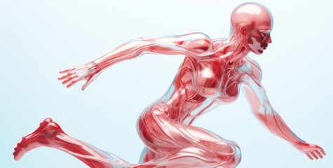 Obraz na płótnie Canvas Translucent 3D Image of a Running Man Generative AI