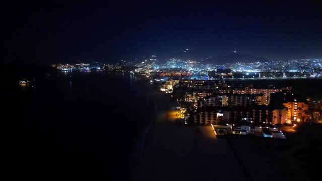 Aerial view of Cabo San Lucas at night