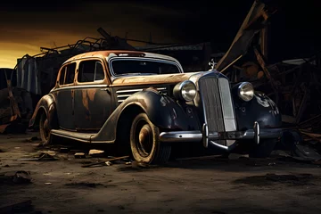 Poster old car, vintage car, old, vintage, driving around, oldtimer, vintage oldtimer car © MrJeans