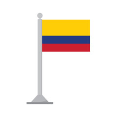 Flag of Colombia on flagpole isolated
