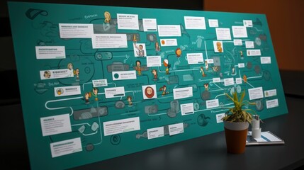Strategic Project Planning with Detailed Mind Map - Office Brainstorming and Organizational Chart