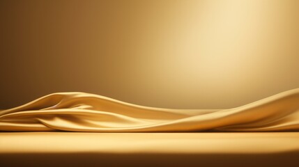 Podium gold fabric product background 3d luxury golden stage silk cloth abstract display. Fabric gold elegant premium podium platform beauty studio pedestal scene light design stand presentation black