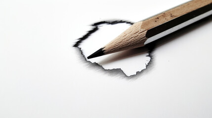 Extreme close-up of a simple, unadorned pencil on a blank sheet of paper.