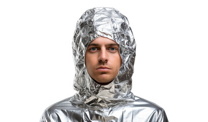 Man in tin foil hat, cut out