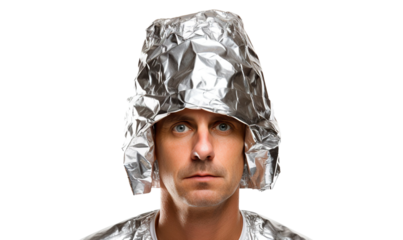 Man in tin foil hat, cut out