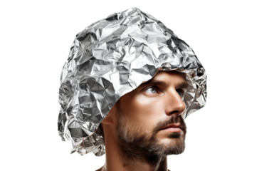 Man in tin foil hat, cut out