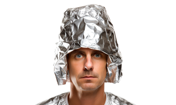Man in tin foil hat, cut out
