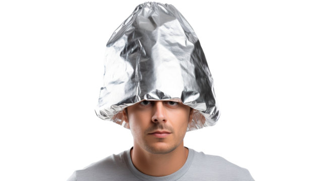 Man in tin foil hat, cut out
