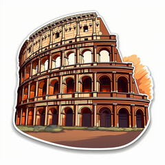 Isolated collosseum sticker, Generative AI
