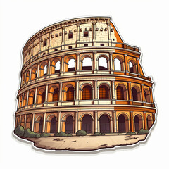 Isolated collosseum sticker, Generative AI