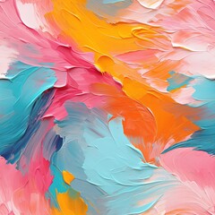 Colorful abstract brush acrylic painting wall art modern background with generative ai