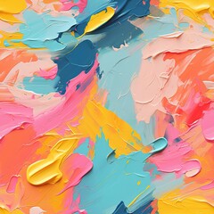 Colorful abstract brush acrylic painting wall art modern background with generative ai