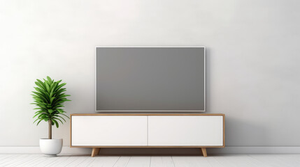 Blank TV Screen Mockup on Minimalistic Wall