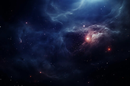 image of nebula space wallpapers, in the style of atmospheric and moody lighting, realistic usage of light and color, dark crimson and sky-blue, dark atmosphere, --ar 128:85