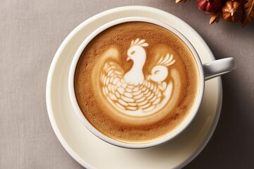 cup of coffee  and latte art 