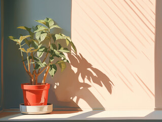 Single Potted Plant by Sunny Window