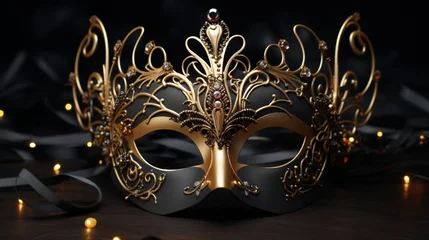 Fotobehang Showcase the elegance of a beautifully designed New Year's Eve mask, a symbol of festive celebrations. © contributor  gallery