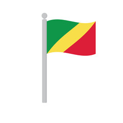 Flag of Republic of the Congo on flagpole isolated